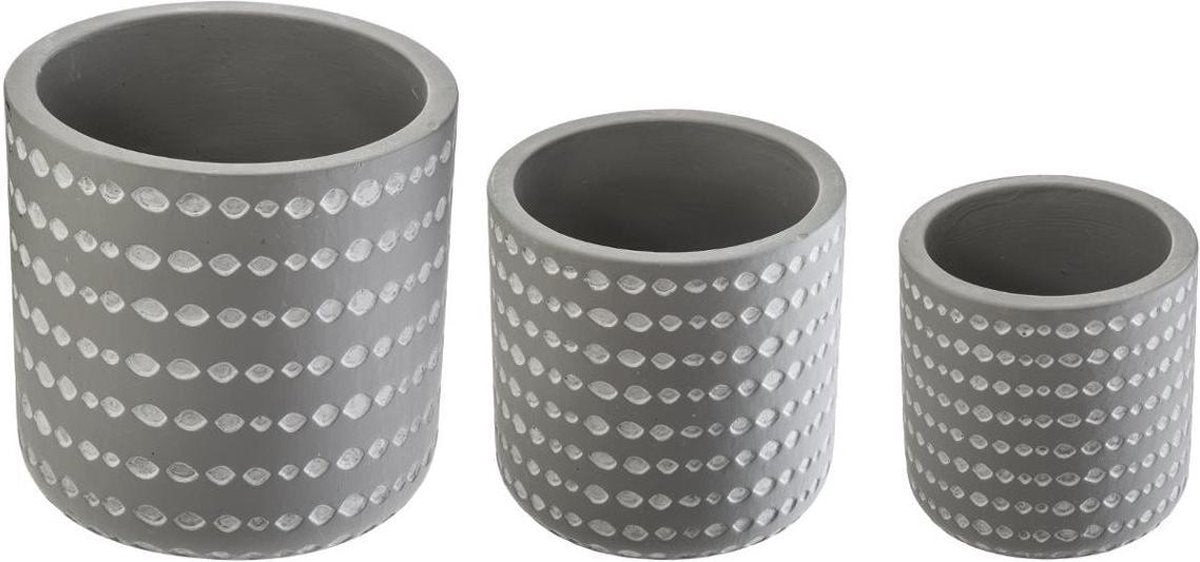 Lot de 3 pots de fleurs Atmosphera - Cache pot - Pot de fleurs - Faïence - Gris