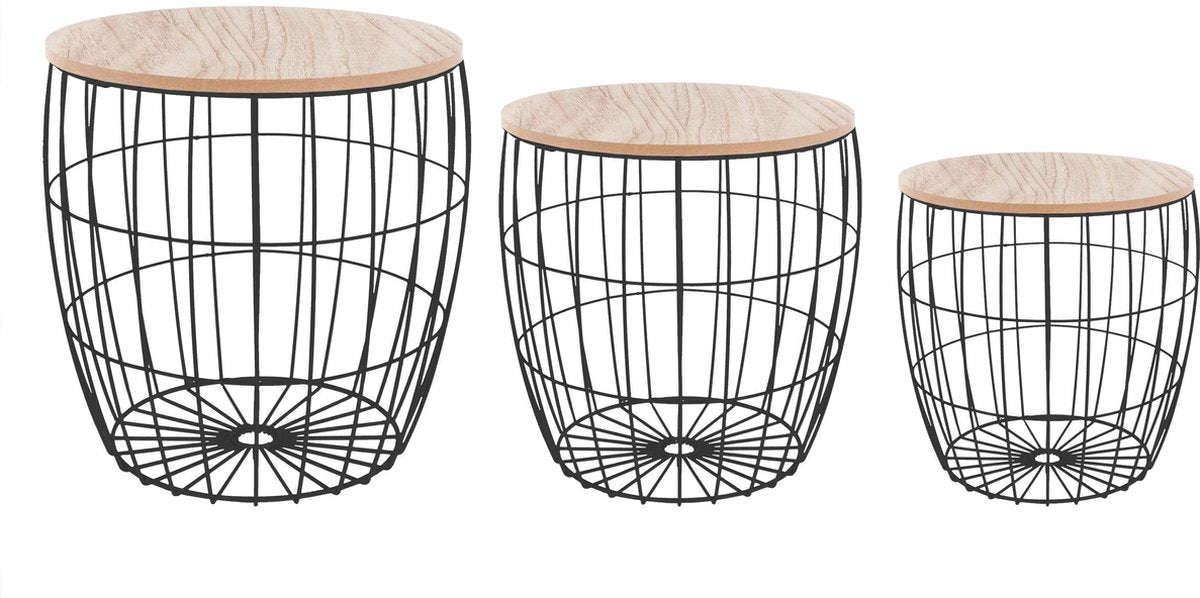 Atmosphera Zwarte atomaire salontafel - set van 3 - Zwart