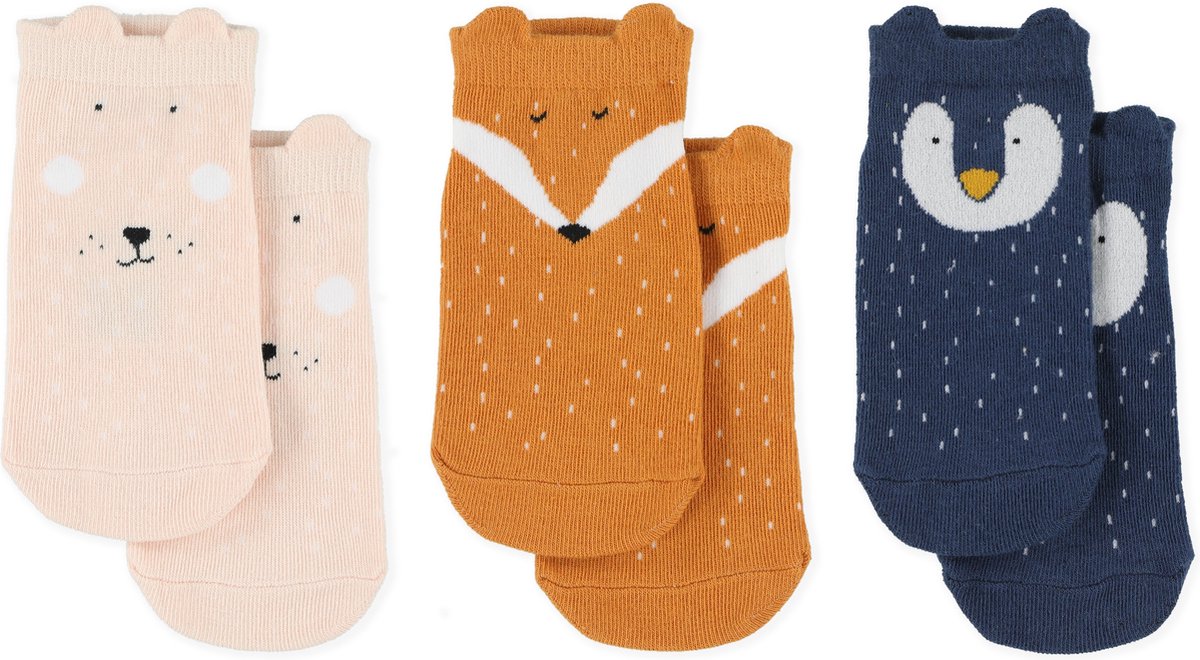 Trixie Sneaker chaussettes lot de 6 paires - Lapin/Renard/Pingouin