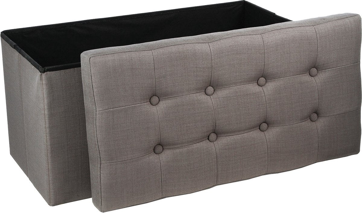 Lysandre dubbel opvouwbare fluwelen poef - Grijs - L 75,7 x D 37,5 x H 38 cm