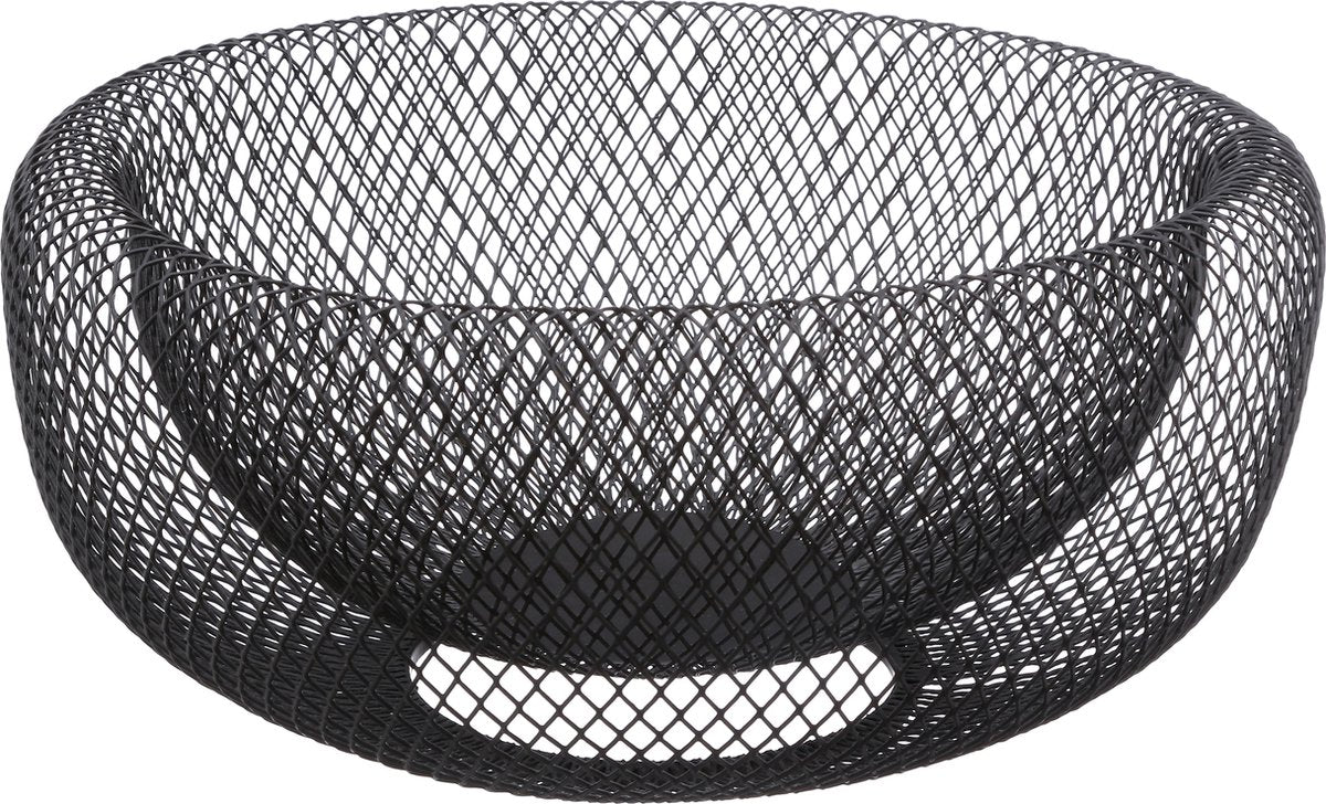 Fruitschaal/fruitmand rond zwart metaal 27 cm - Fruitschalen/fruitmanden - Draadmand van metaal