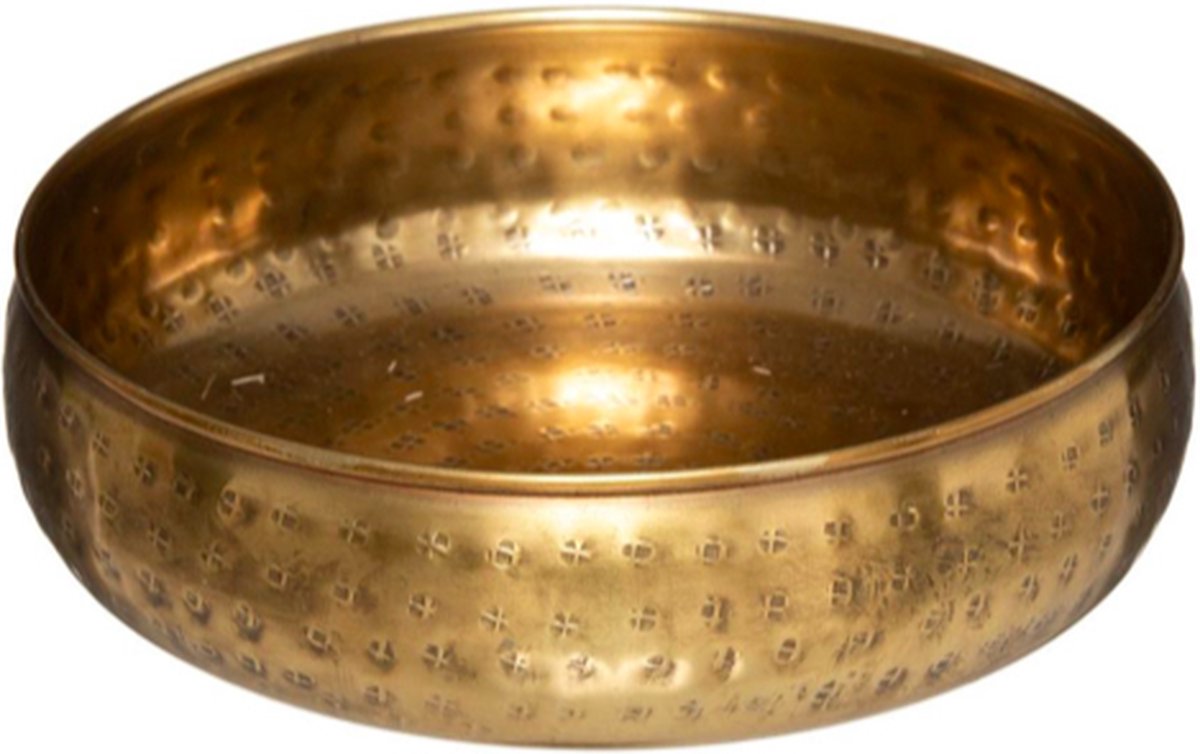 Bowls set of 2 pieces gold-colored decorated metal d. 30.5cm and 20cm