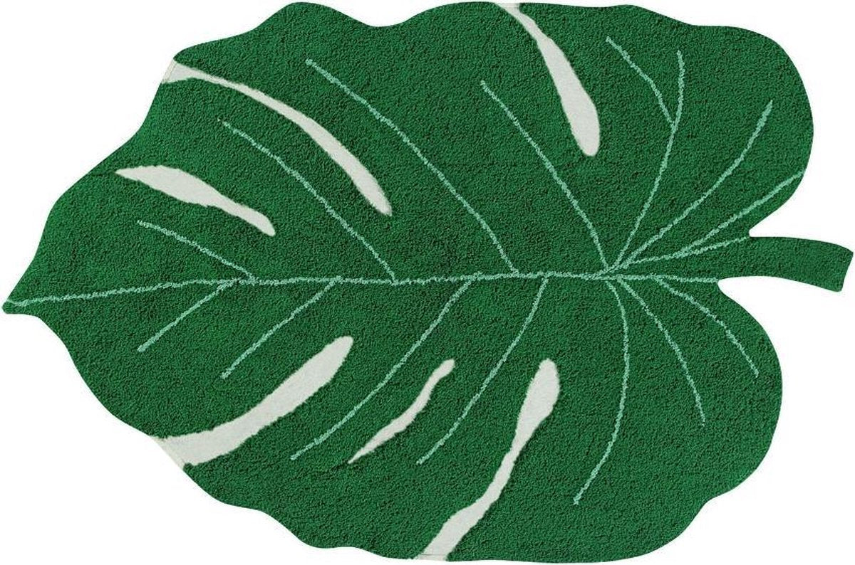 Lorena Canals Wasbaar katoen vloerkleed 120x160cm - Monstera Leaf - Groen