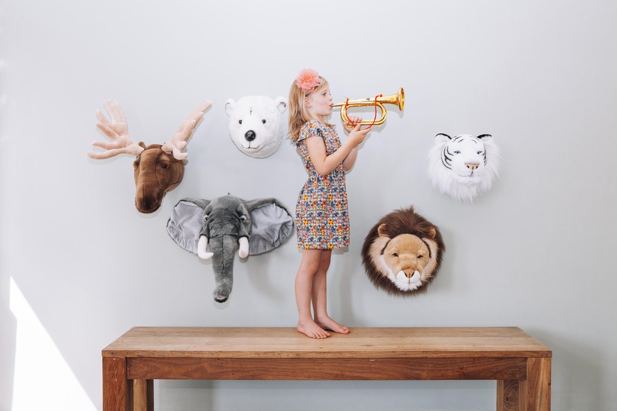 Wild &amp; Soft Albert animal head plush wall decoration - White Tiger