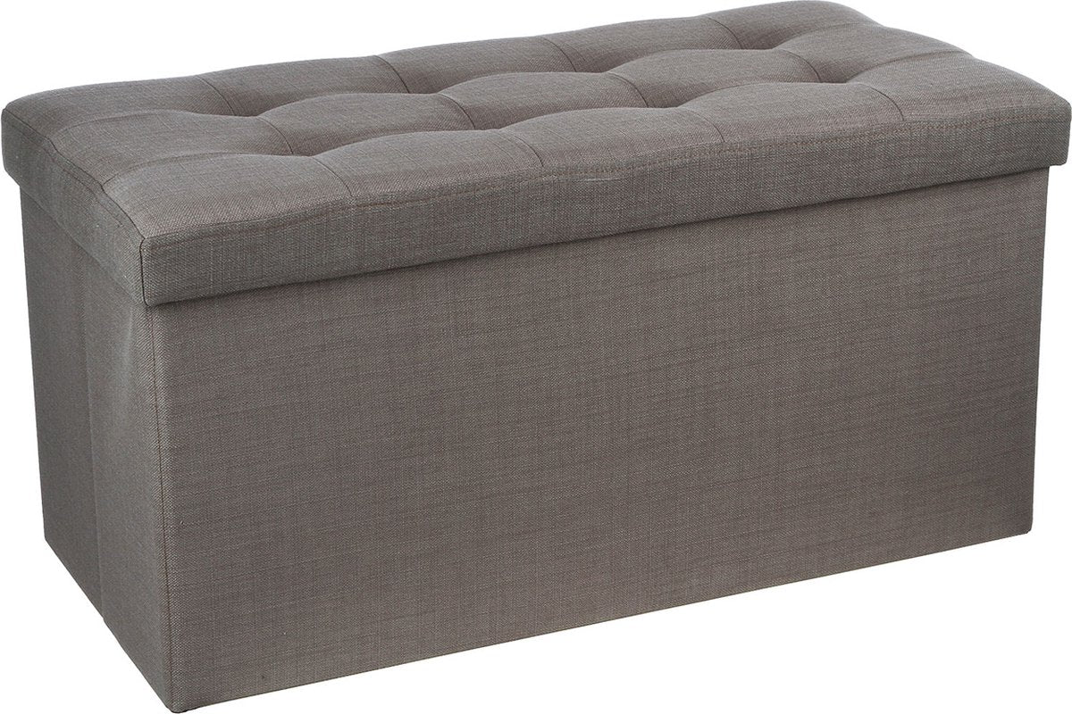 Lysandre dubbel opvouwbare fluwelen poef - Grijs - L 75,7 x D 37,5 x H 38 cm