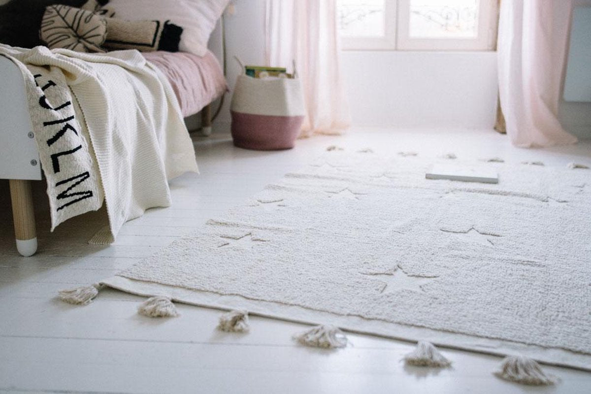 Lorena Canals Washable cotton rug - Hippy Stars Natural - 120x175cm