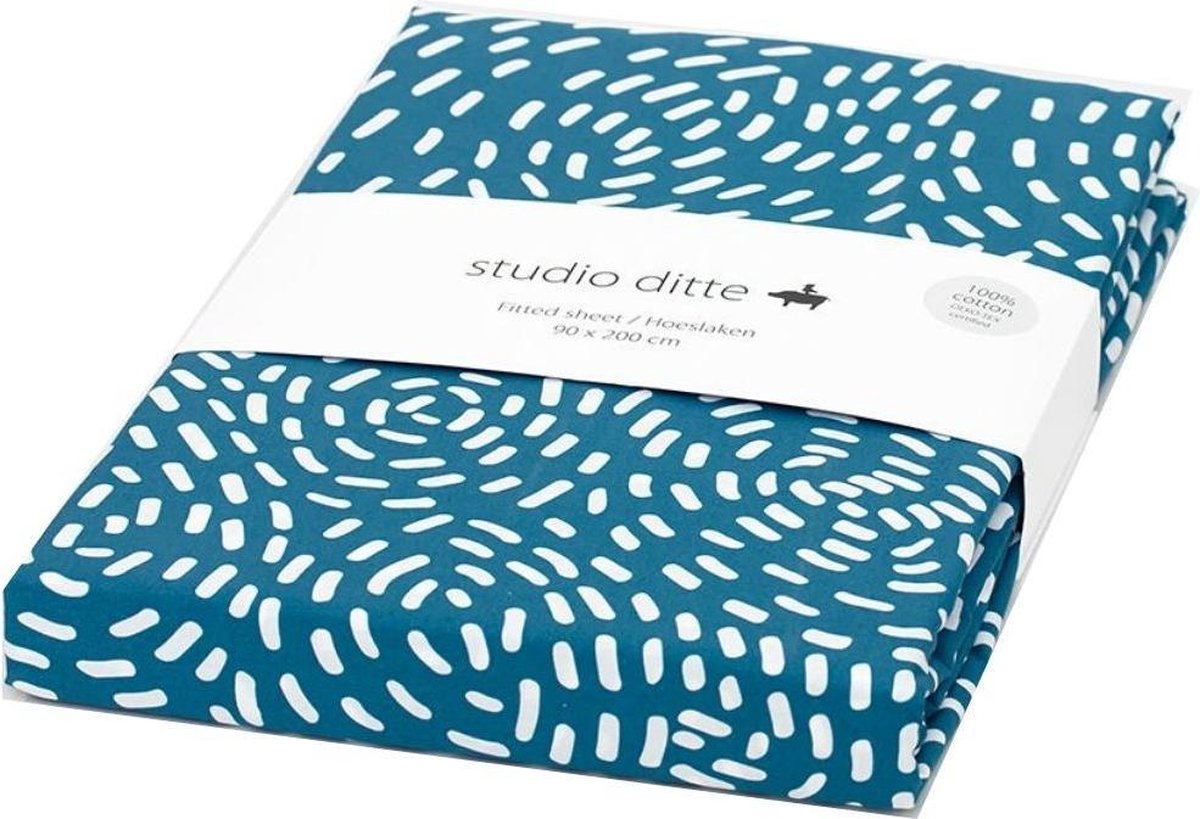 Studio Ditte Hoeslaken Flow 90x200cm - Blauw