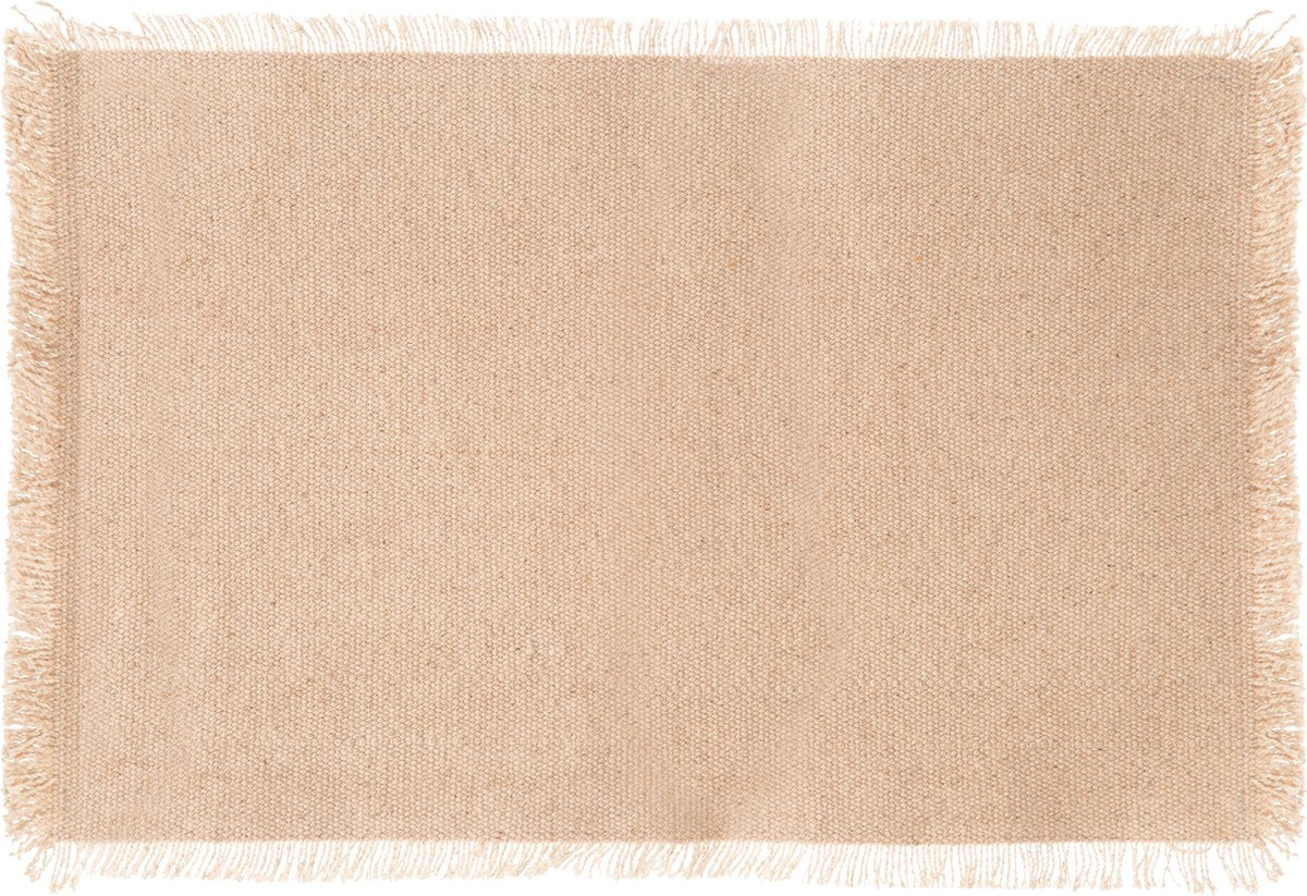 Secret de Gourmet Maha Placemat katoen met franjes - Set van 4 stuks - 45x30cm - Beige