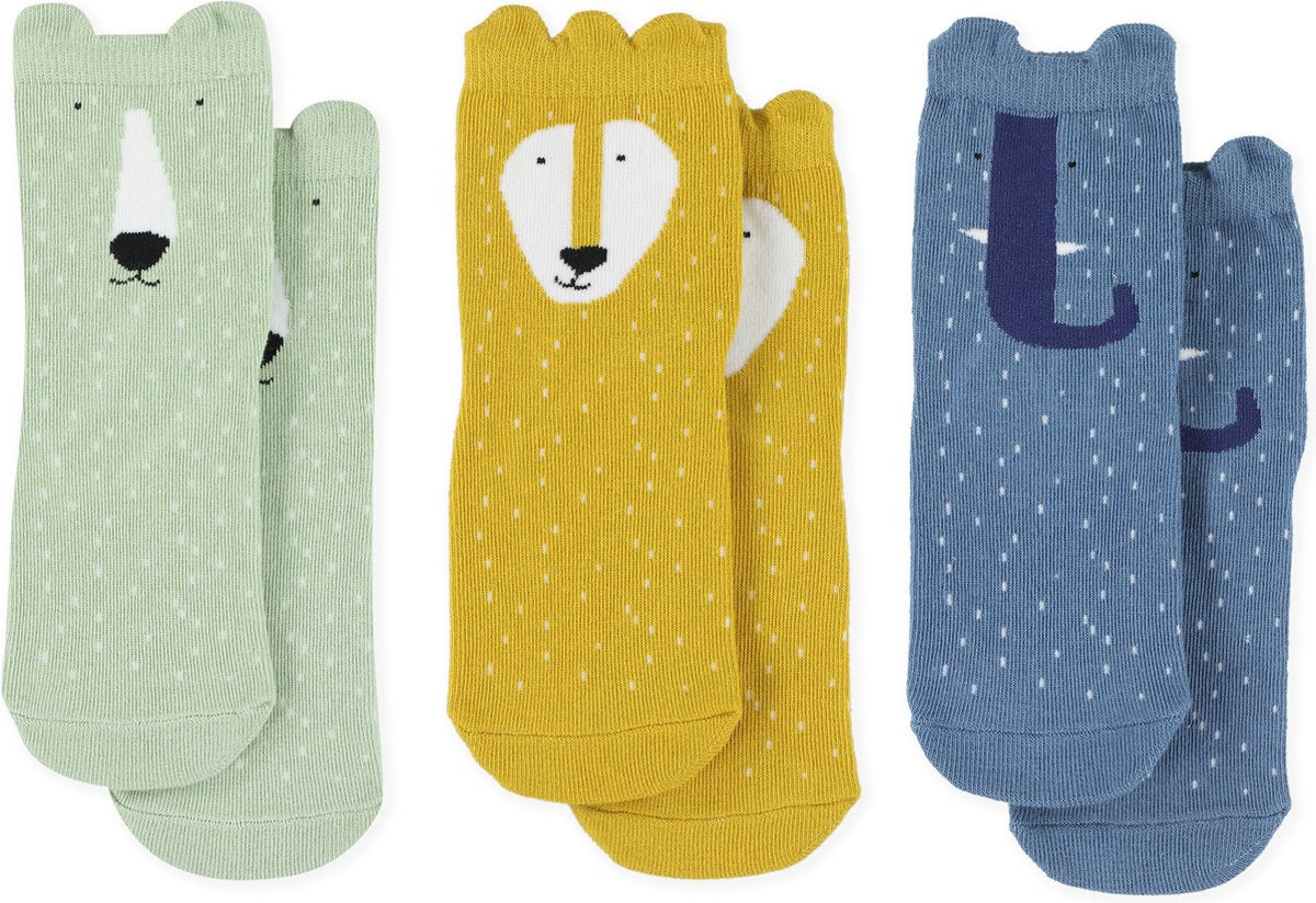 Trixie Chaussettes courtes lot de 6 paires - Éléphant/Lion/Ours polaire