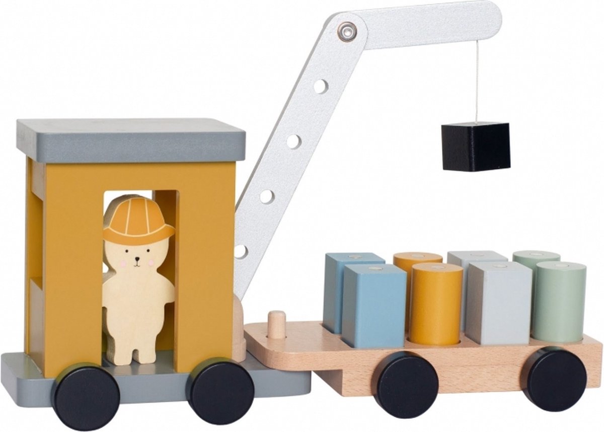 Jabadabado Grue jouet en bois avec aimant - 8 blocs
