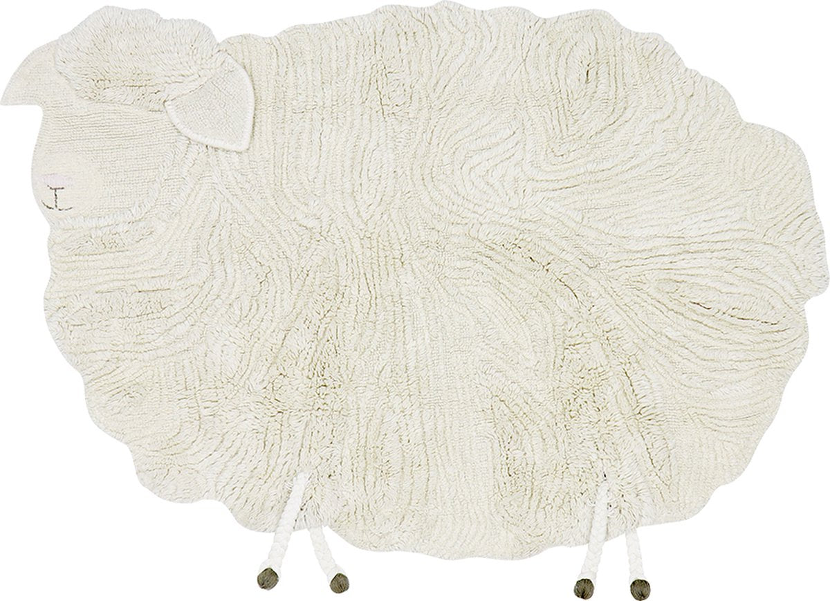 Lorena Canals Tapis en laine lavable 120x170cm - Mouton Pink Nose - Blanc