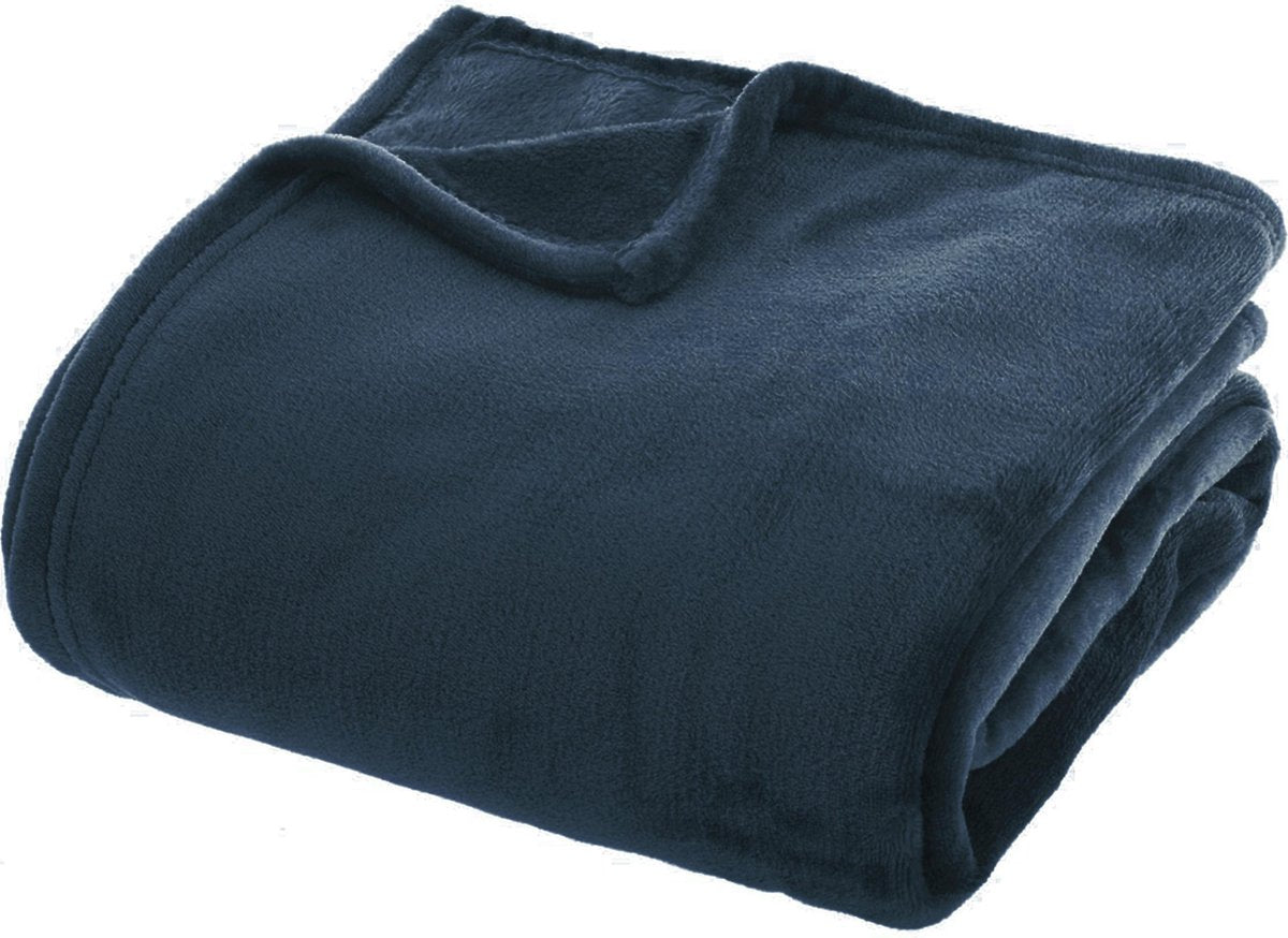 Atmosphera Plaid effen flanel fleece deken - 180x230 cm - Petrol