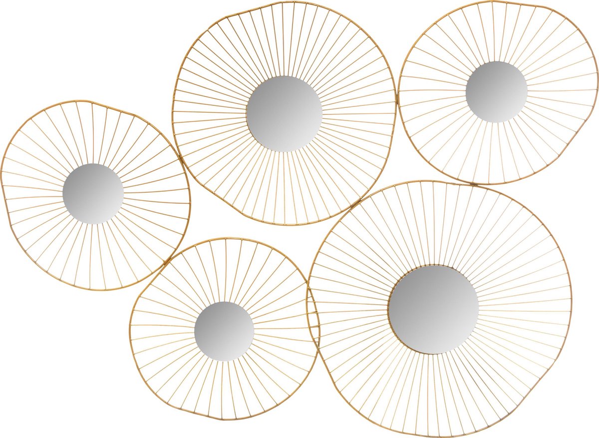 Décoration murale Atmosphera 5 miroirs dorés - H 58 cm - Miroir mural - Miroir