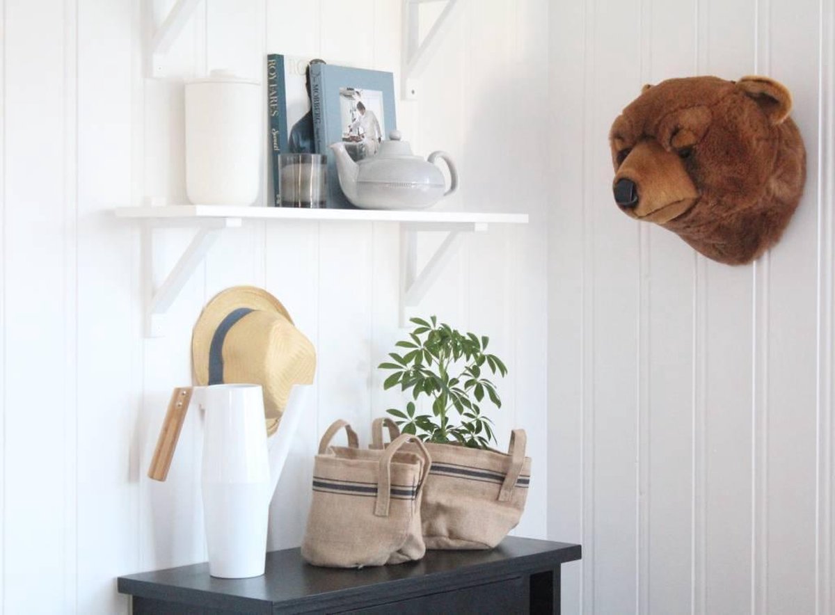Wild &amp; Soft Oliver animal head plush wall decoration - Brown Bear