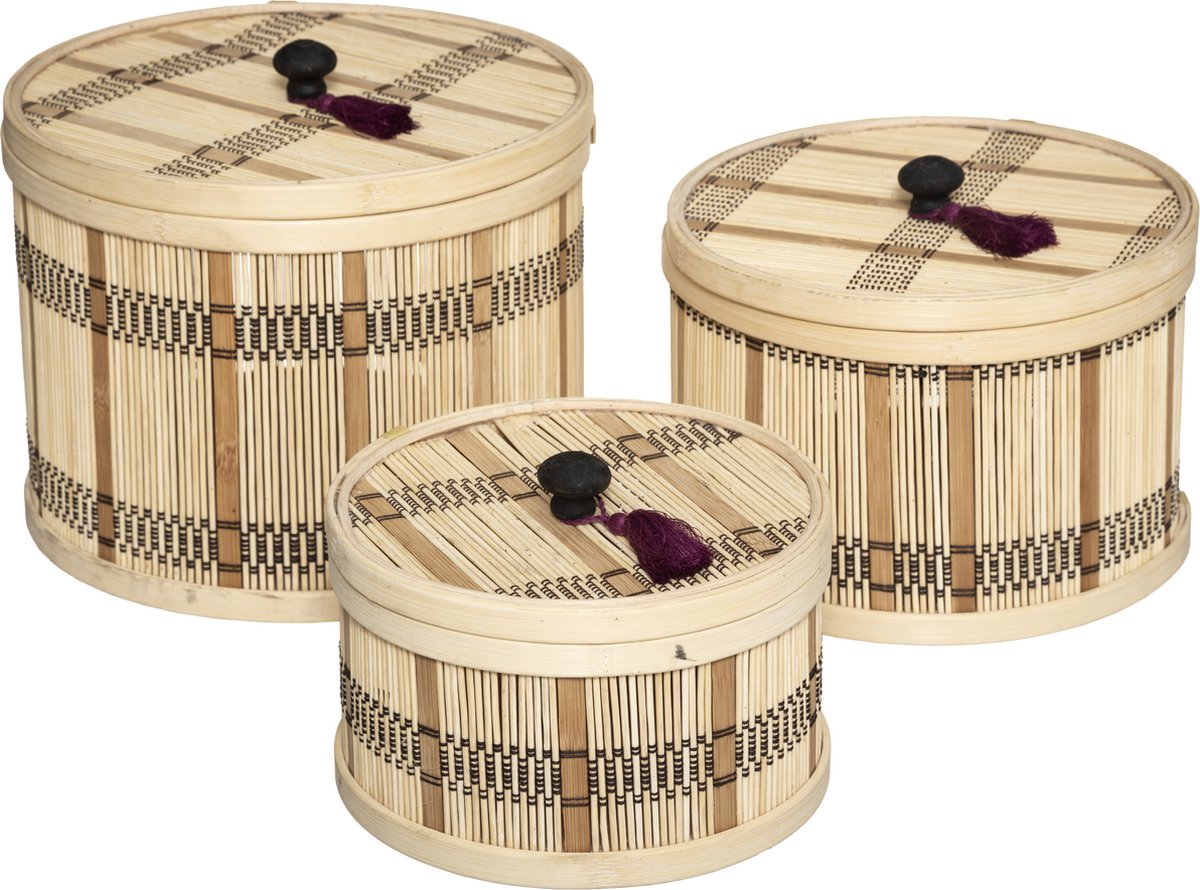 Atmosphera Storage set Nam nam Bamboo - 3 pieces - Set of 3 boxes - Decorative storage