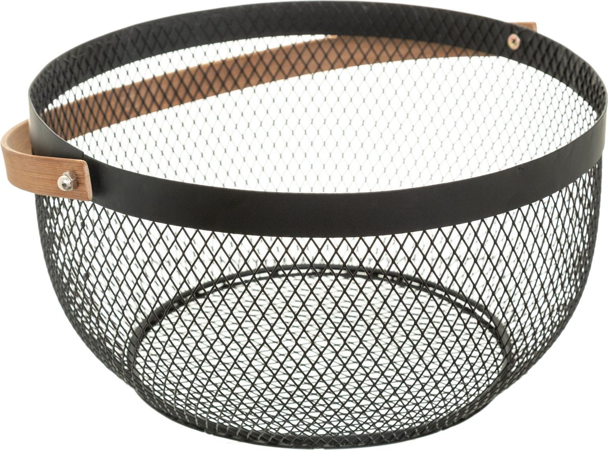 5Five Fruit bowl retro + Wooden handle - 29 cm - Black - Fruit basket