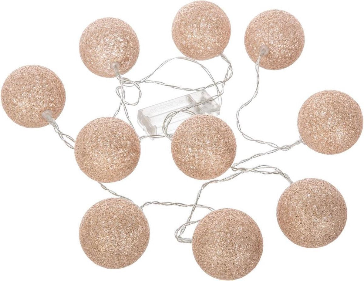 Atmosphera LED Lichtslinger glitter balletjes - Lichtslingers katoen - Cotton ball - 10 Ballen - Dia 6 cm - Guirlande - Batt