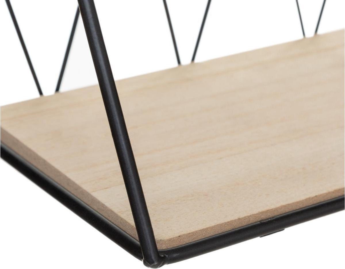 Etagère murale - bois - métal - noir - support mural - 48 cm