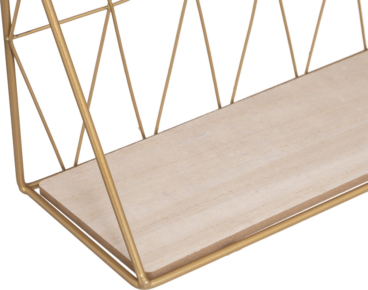 Etagère murale - bois - métal - doré - support mural - 48 cm