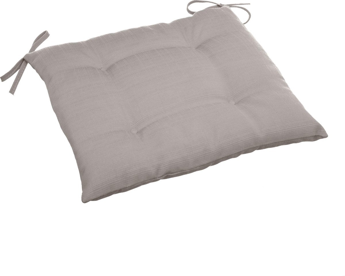 Hespéride Korai Coussin de chaise avec rubans - Déperlant - Déhoussable - 4 boutons - 40x40cm - Taupe