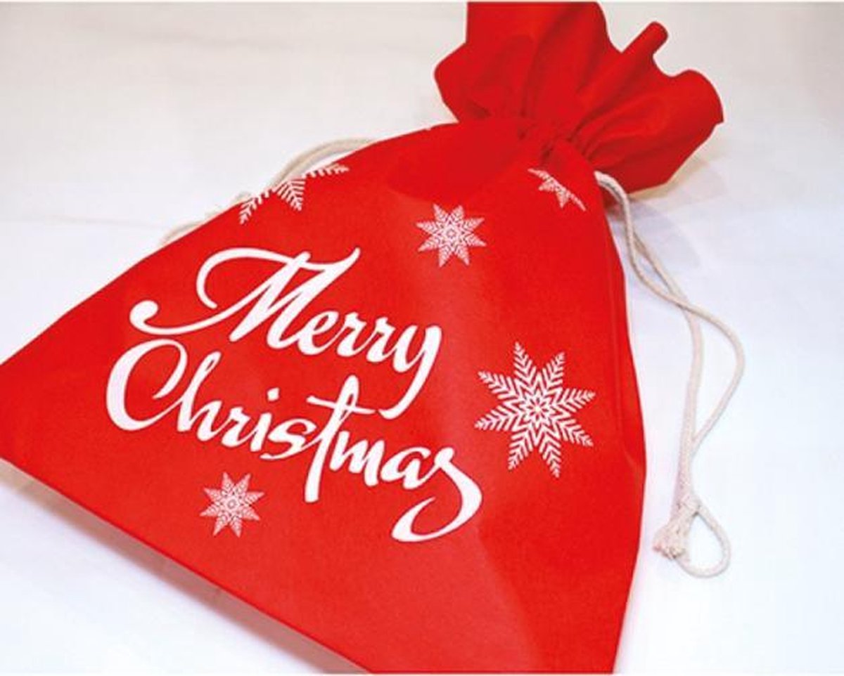 Set van 4 kerstzakken merry christmass XL - Cadeauzakje - Verpakking - Inpakzakje - Kerstzak - 50 x 40 cm