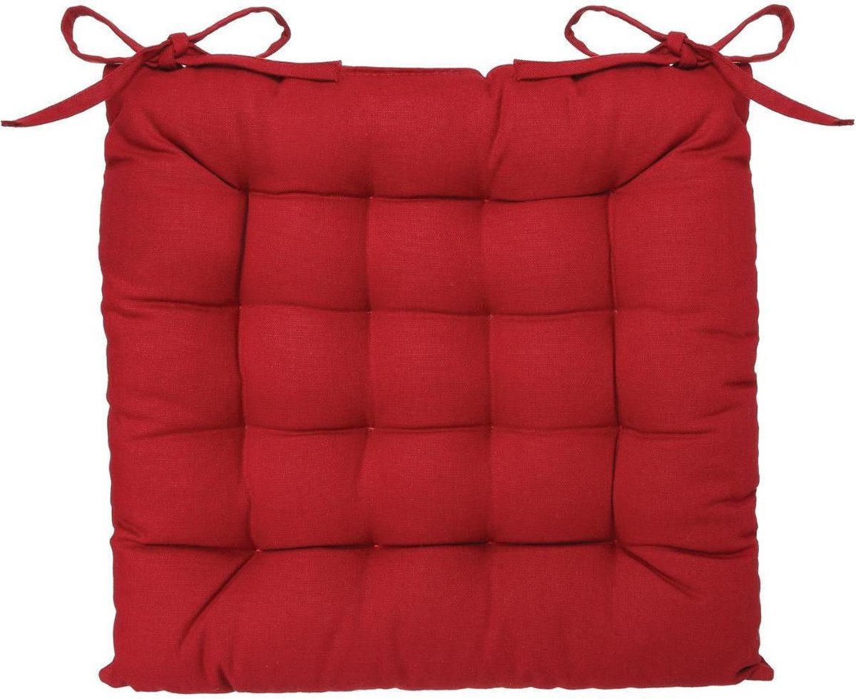 Atmosphera Coussin de chaise Loria Rouge - 38 x 38 cm - Avec 2 rubans - 100% coton