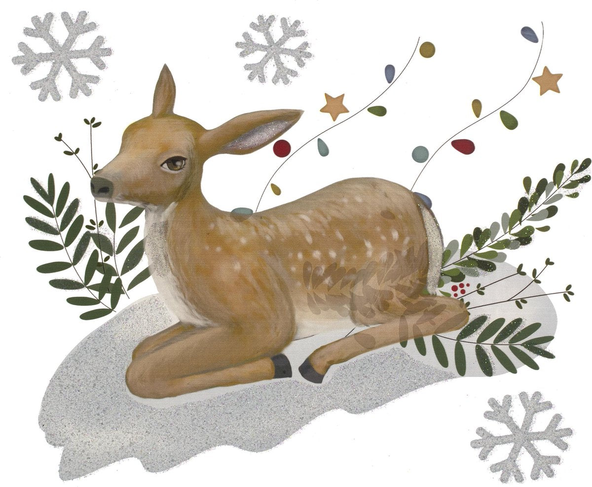 Lot de 4 autocollants de fenêtre Animaux de Noël - Noël - Décoration de fenêtre - Décoration de fête - 28 x 34 cm