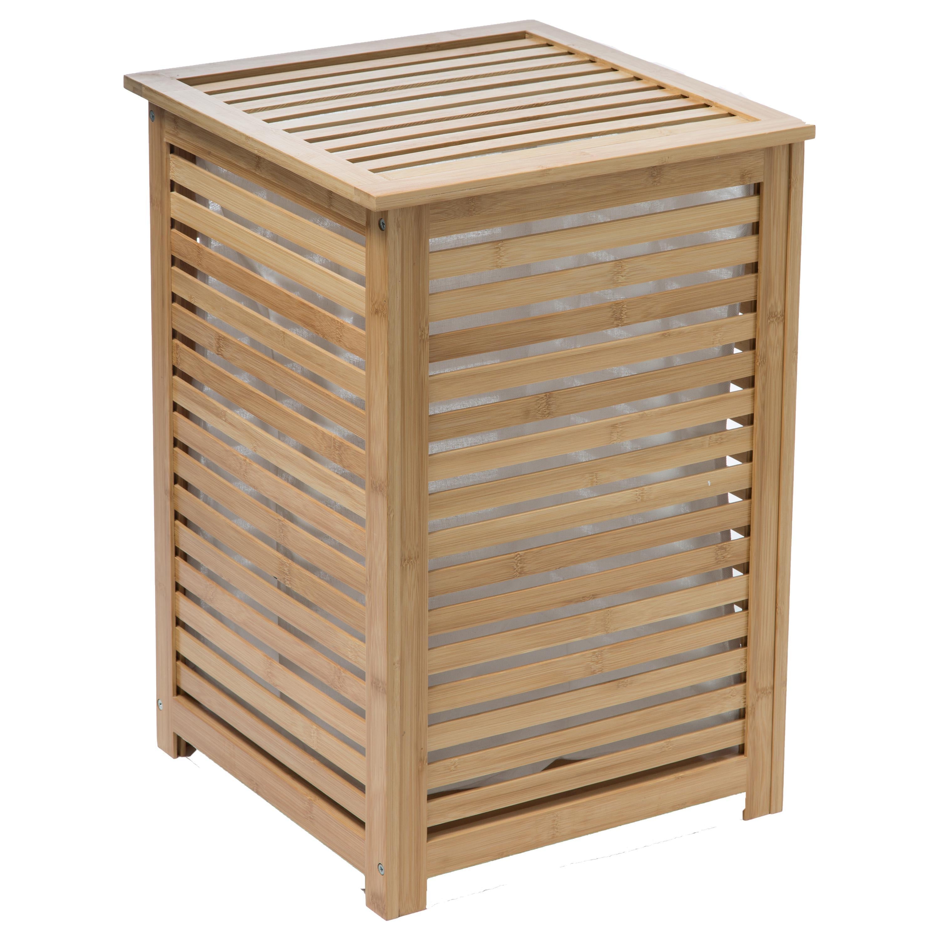 5Five Panier à linge Sicela 65L - Bambou - 40 x 40 x 58 CM