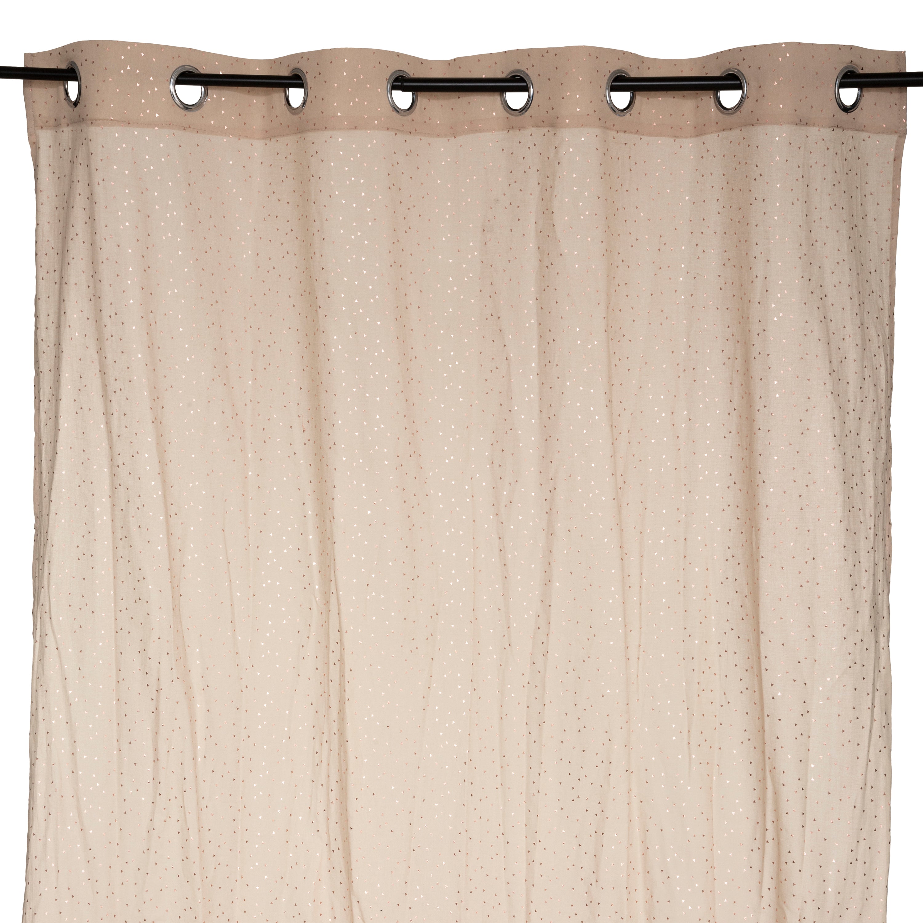 Rideau Atmosphera Berlingot 140x250cm - Prêt à poser avec anneaux - Beige et Doré