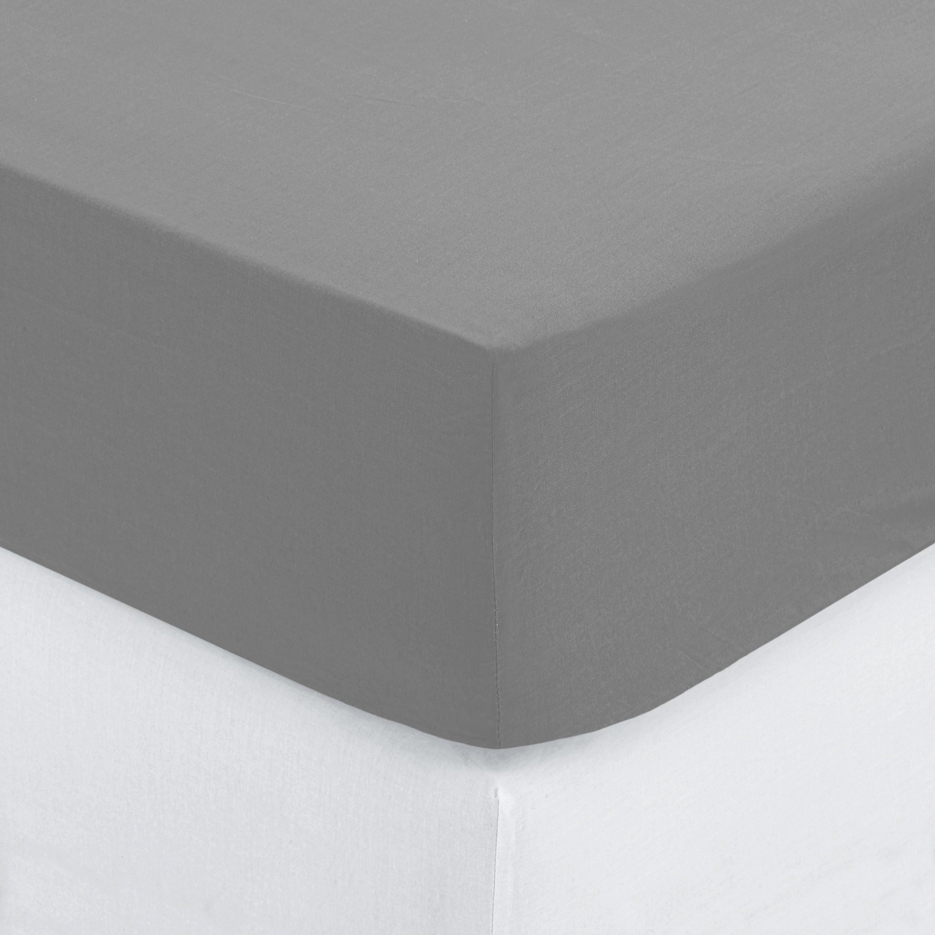 Atmosphera Drap housse coton 160x200cm - Gris
