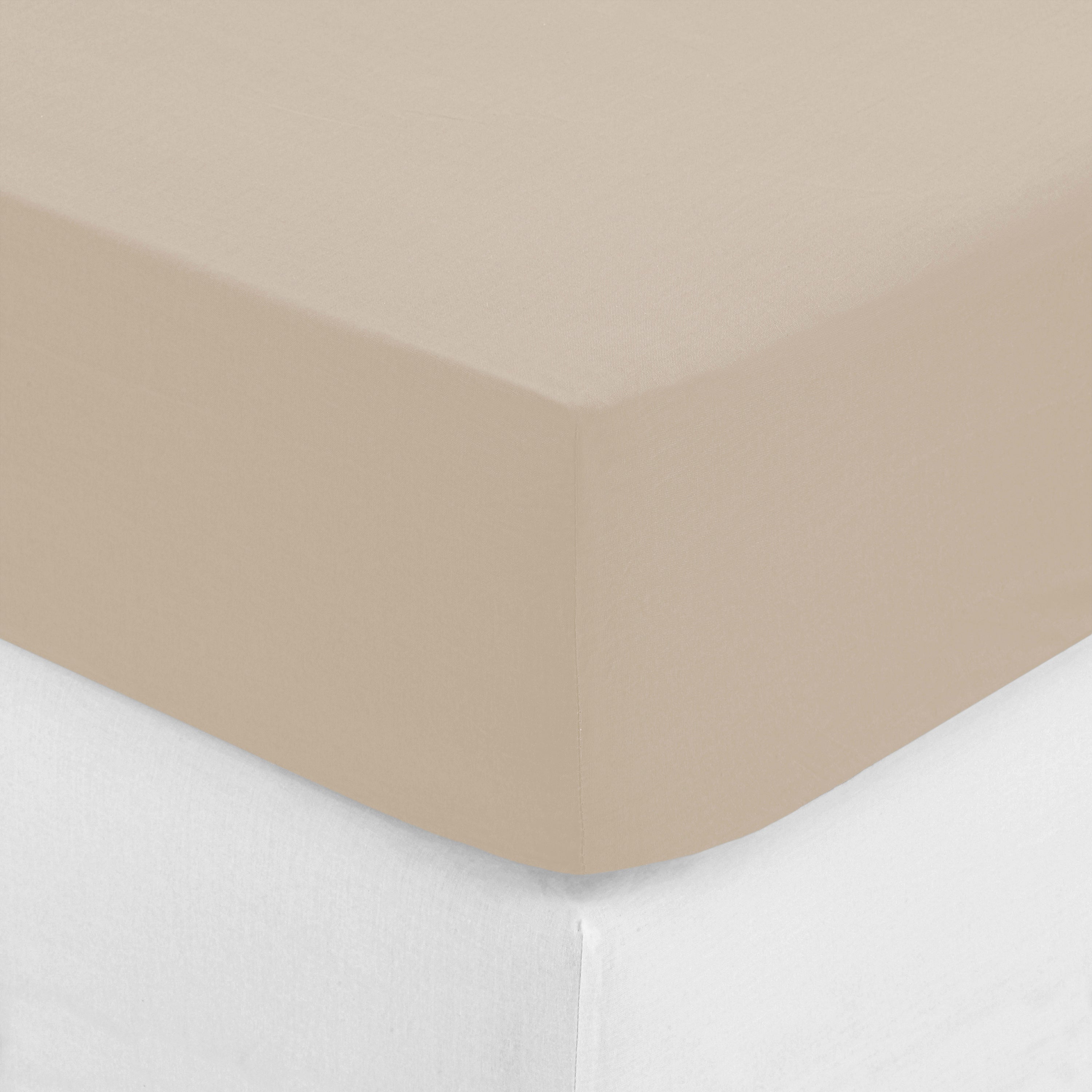 Drap housse Atmosphera coton 160x200cm - Lin beige