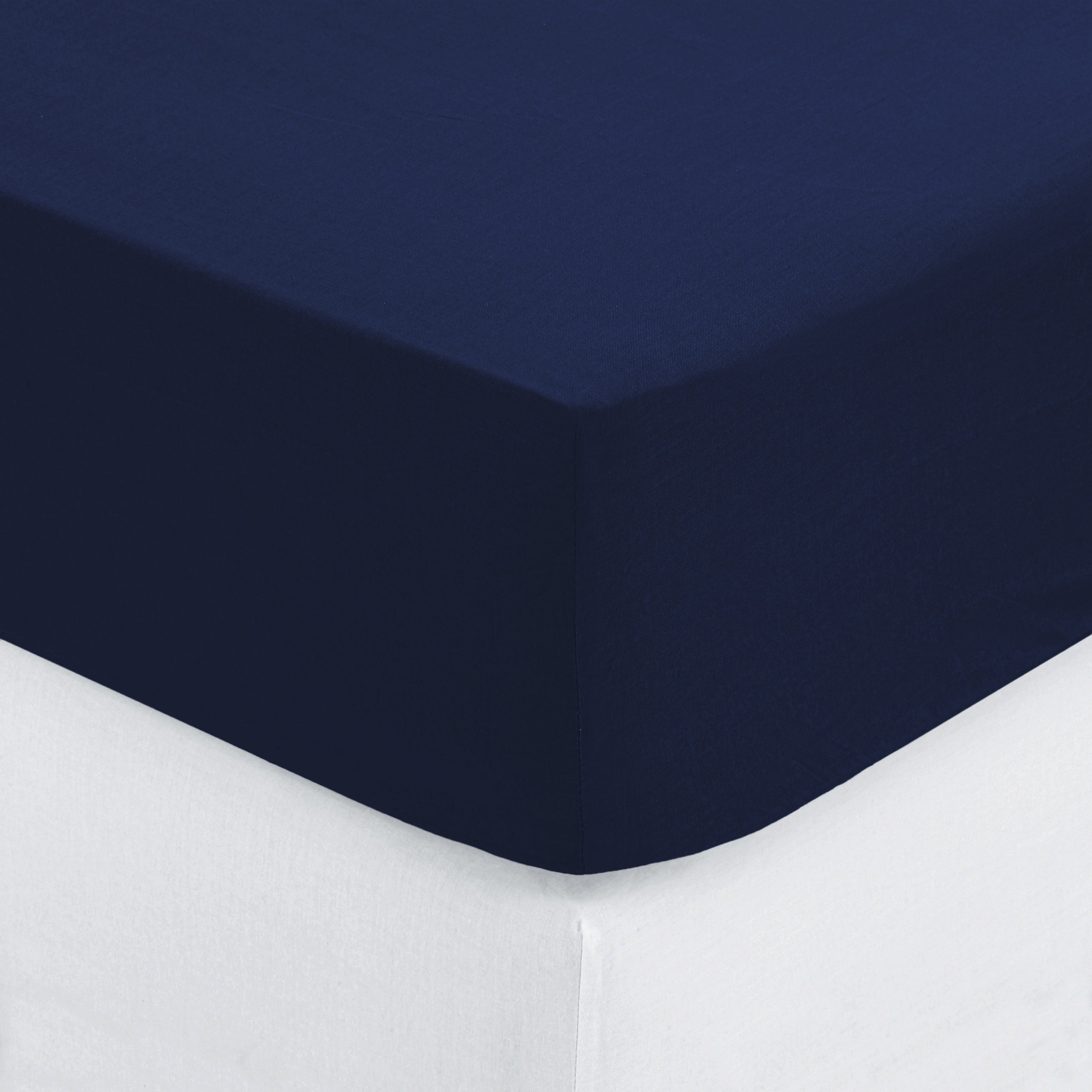 Atmosphera Drap housse coton 160x200cm - Bleu foncé
