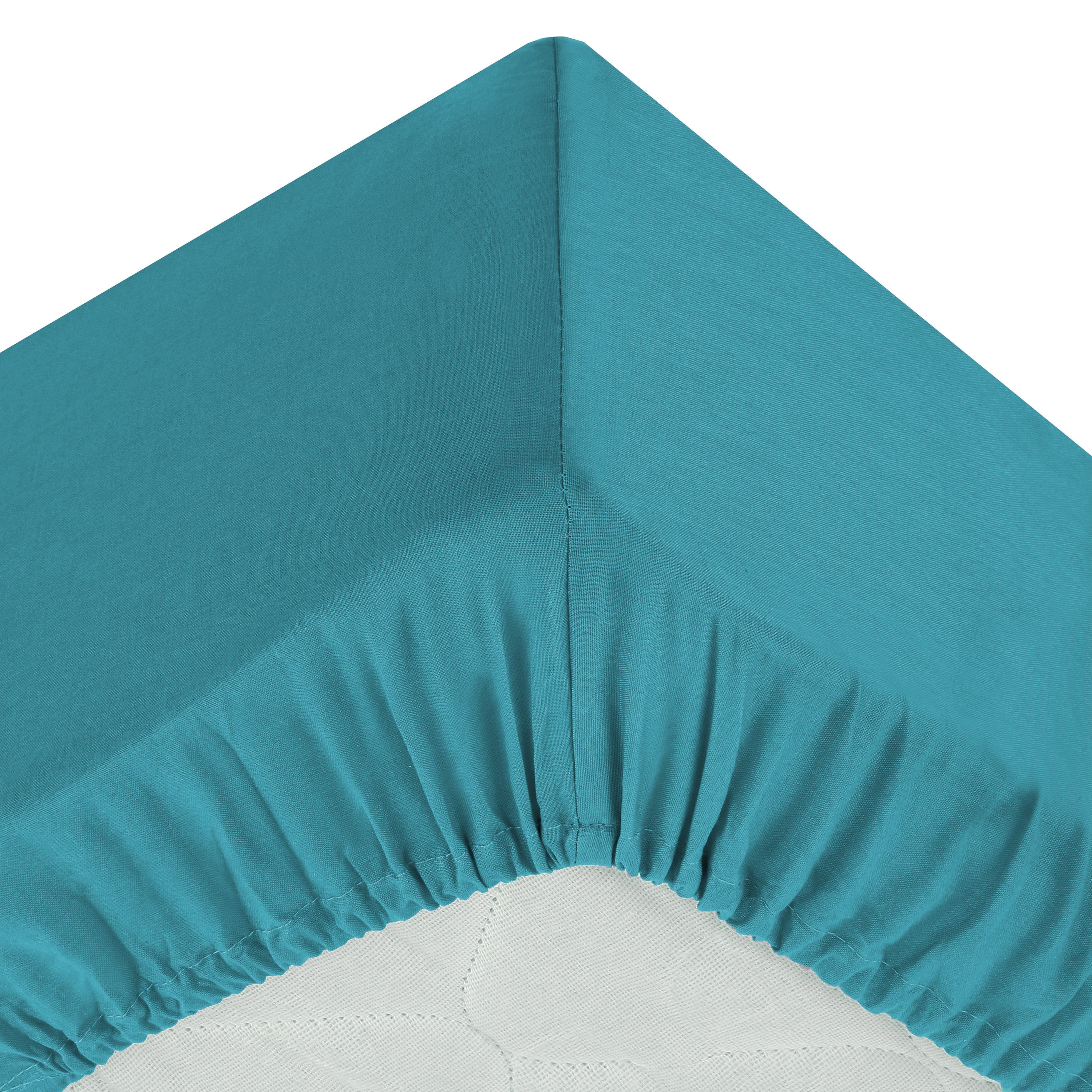 Drap housse Atmosphera coton 160x200cm - Turquoise