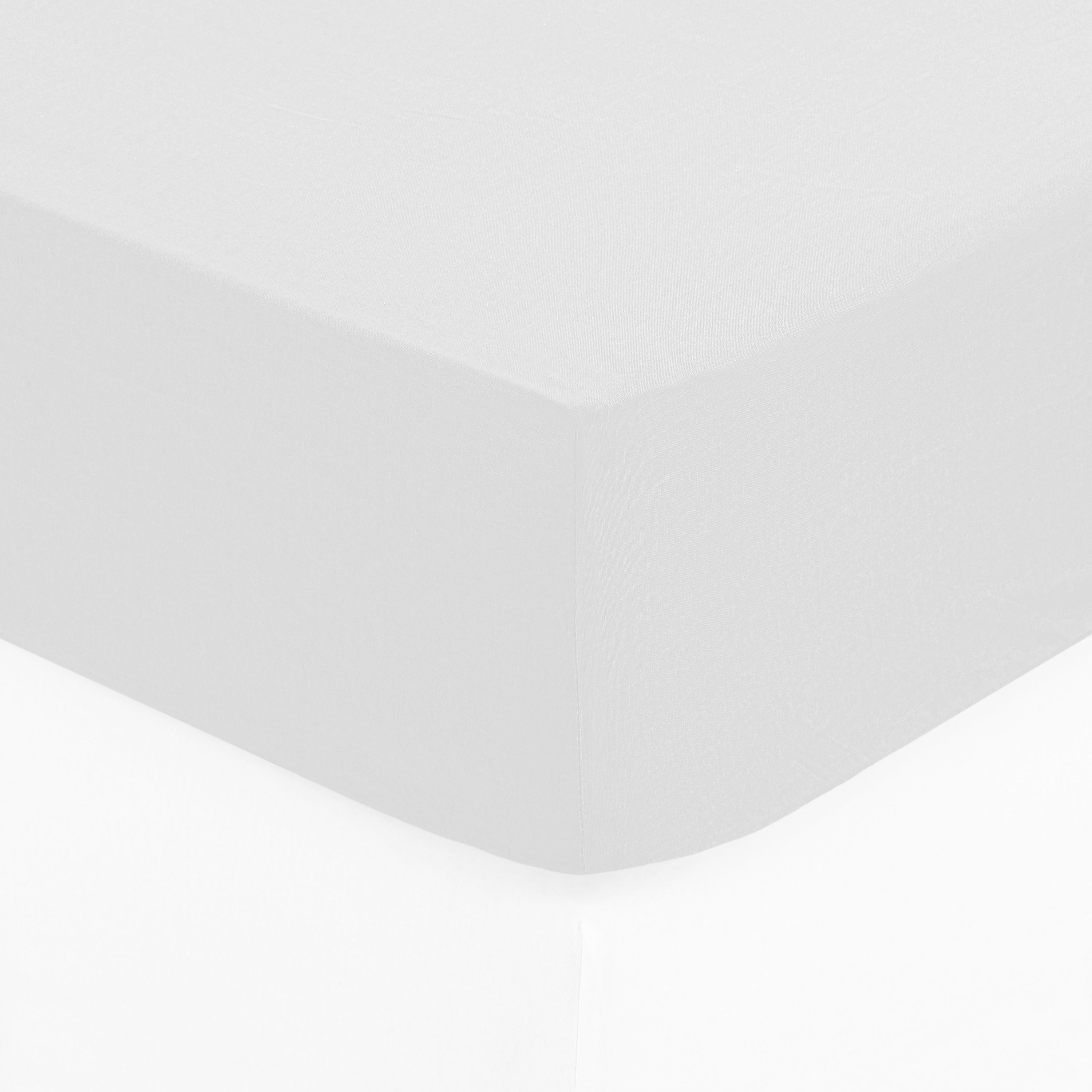 Atmosphera Drap housse coton 160x200cm - Blanc
