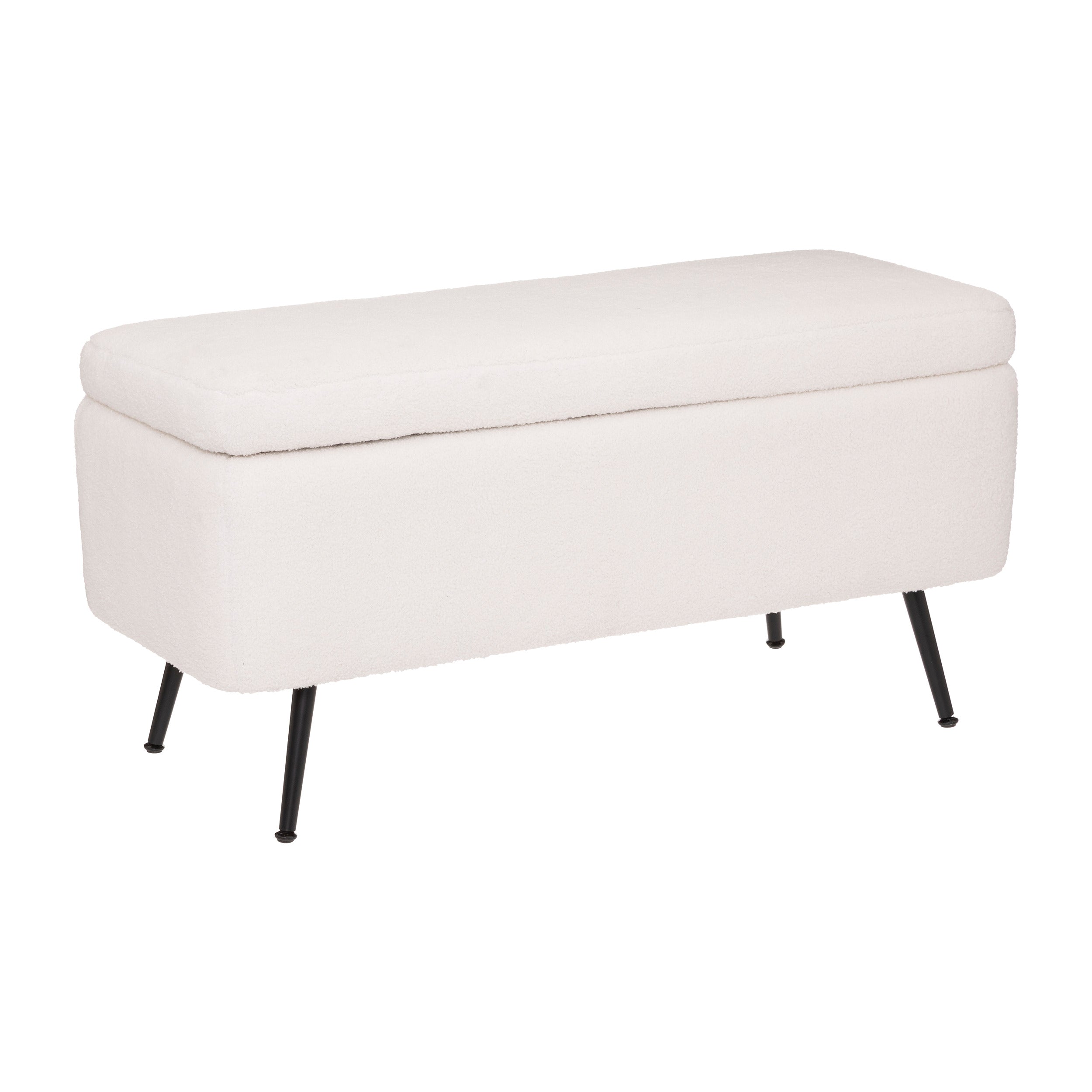 Atmosphera Aurora Hocker - Teddy - Wit - 100 x 40 cm - Bank