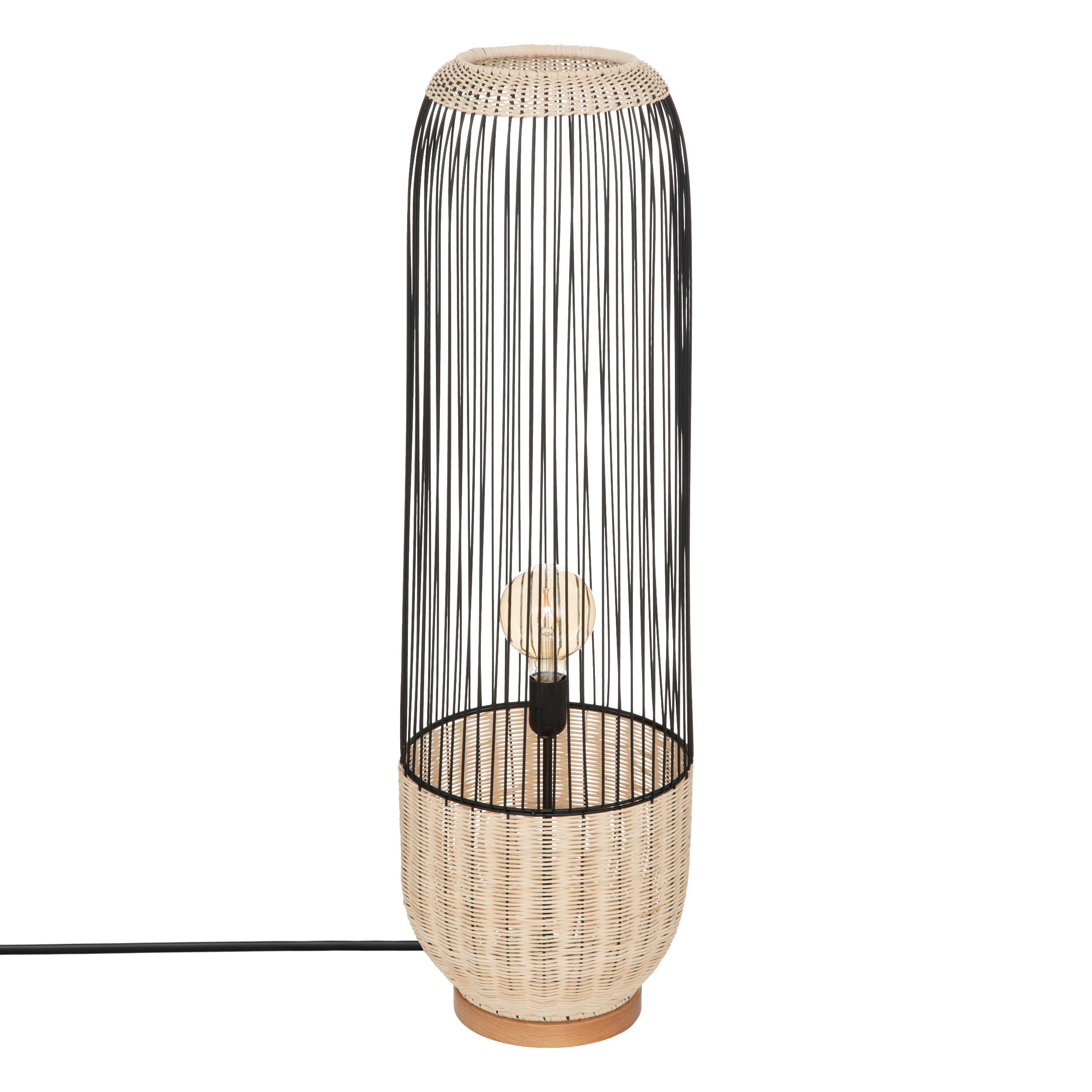 Atmosphera Anea vloerlamp / staande lamp - Beige / Zwart - H95 cm - Metaal