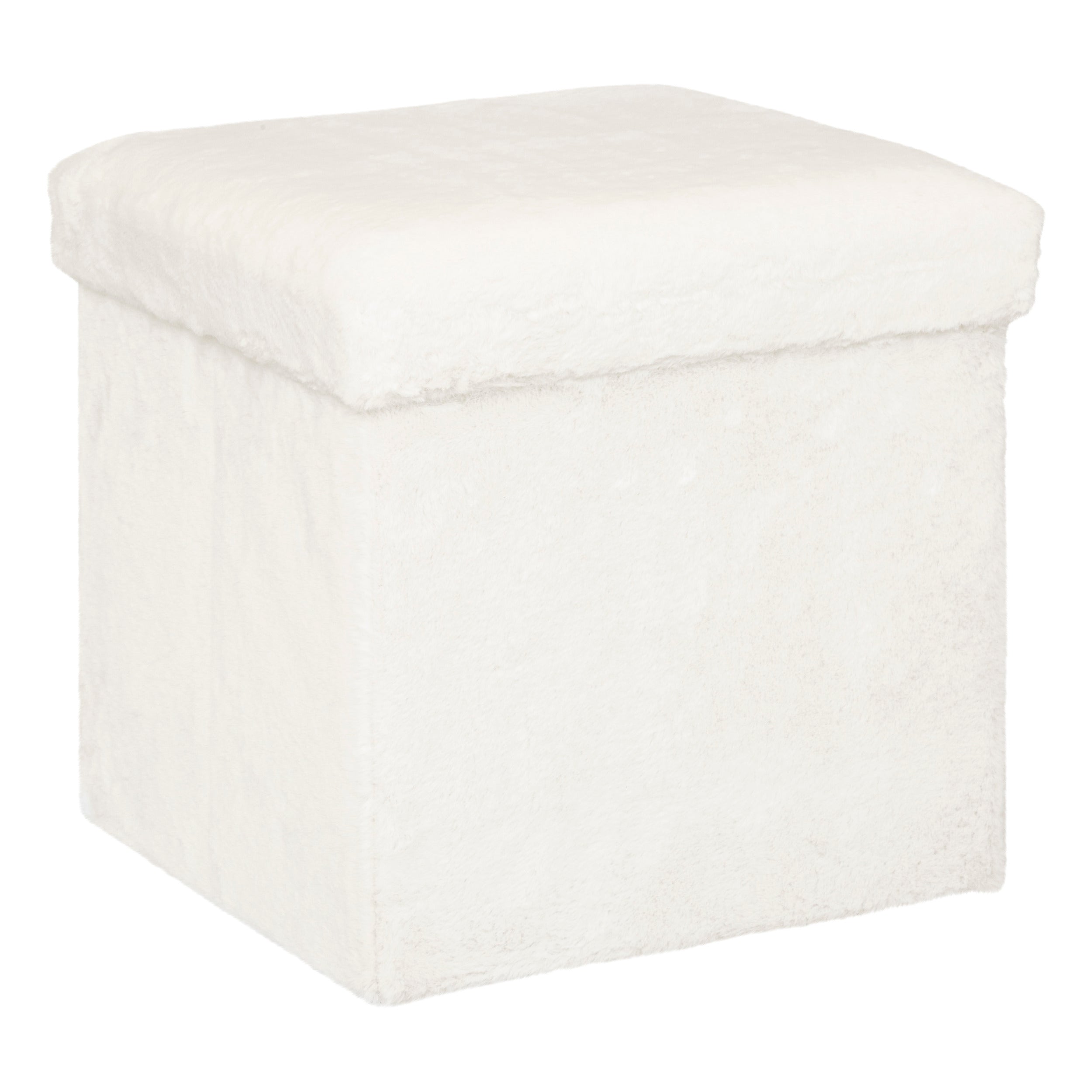 Atmosphera Ezzio Pouf - Plush extra soft - White - 38 x 38 xm 