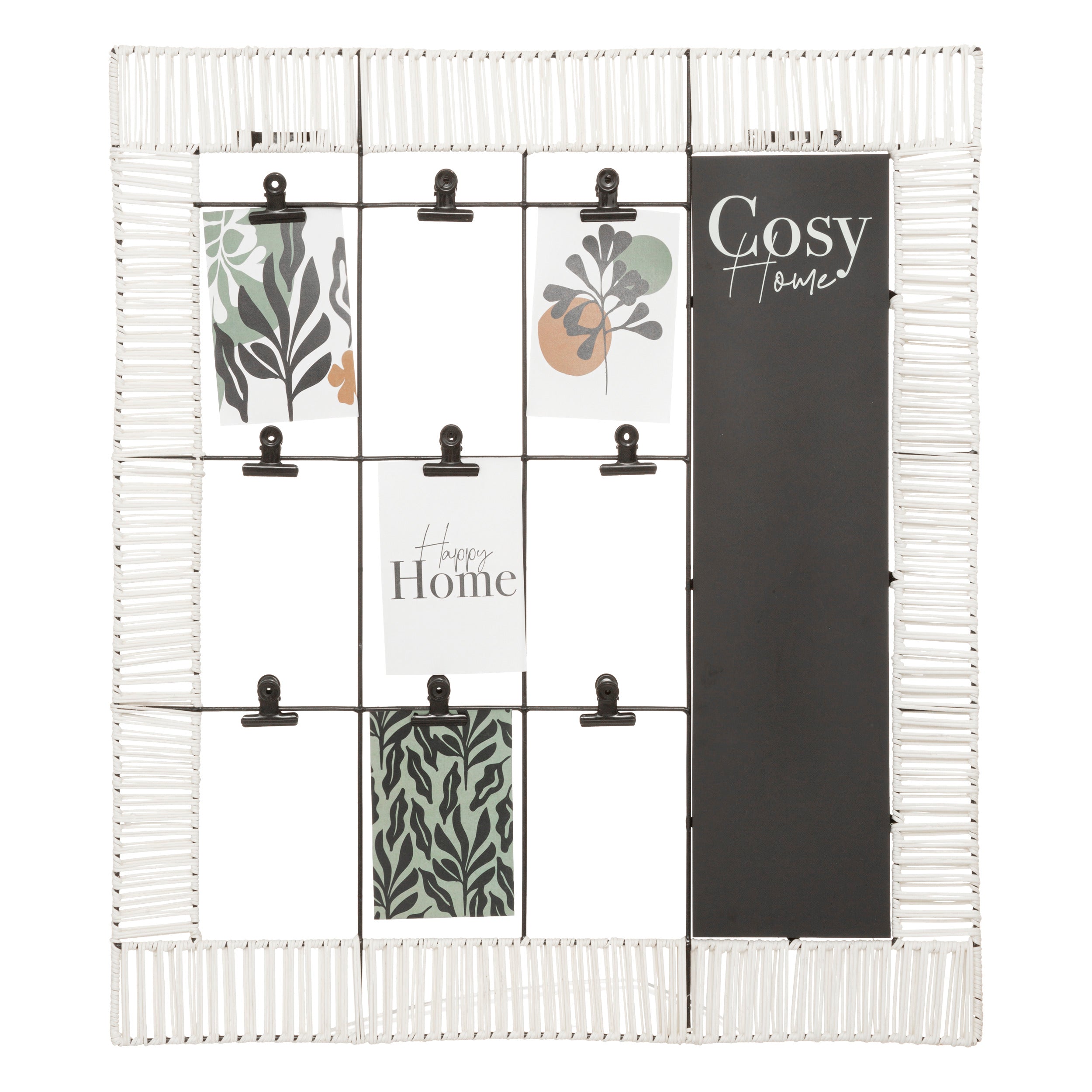 Atmosphera Cozy wall rack photo holder with chalkboard - metal rattan - plus accessories - 60 x 68 CM