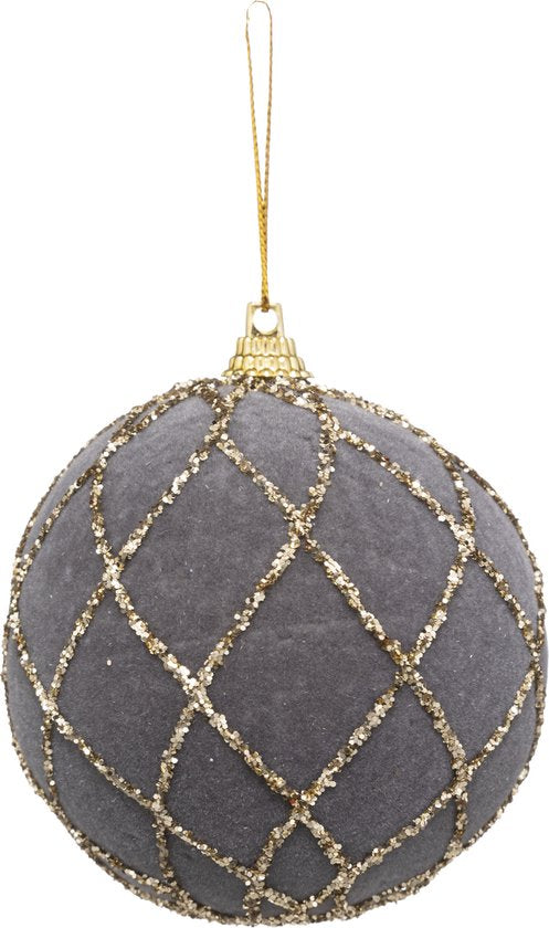Noël - Boules de Noël - Lot de 8 - Gris - Velours - Décoration de Noël - Pour le sapin de Noël