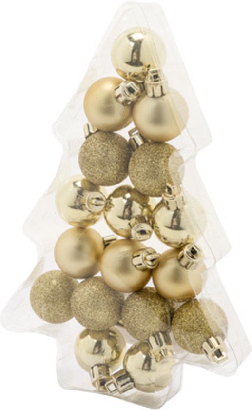 Cosy &amp; Trendy 17x petites boules de Noël en plastique doré 3 cm mat/brillant/paillettes - Boules de Noël en plastique incassables - Décorations de Noël