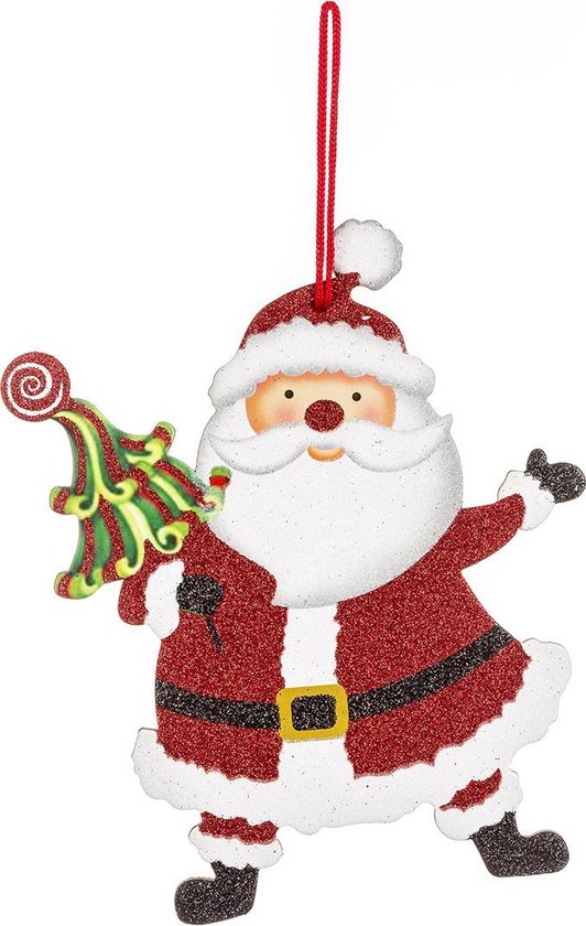 Lot de 4 pendentifs de Noël à paillettes - 2 Pères Noël et 2 bonhommes de neige pour le sapin de Noël - Décorations de Noël