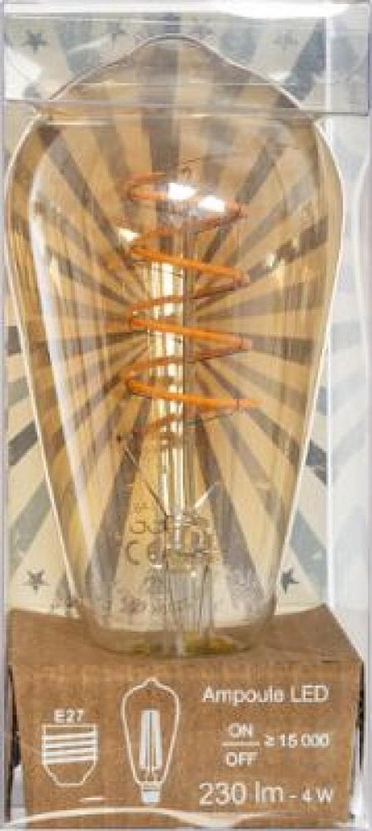 Lampe globe LED plein verre à filament long 240V 2W 125 lm E27 GLB125, Or 2200K