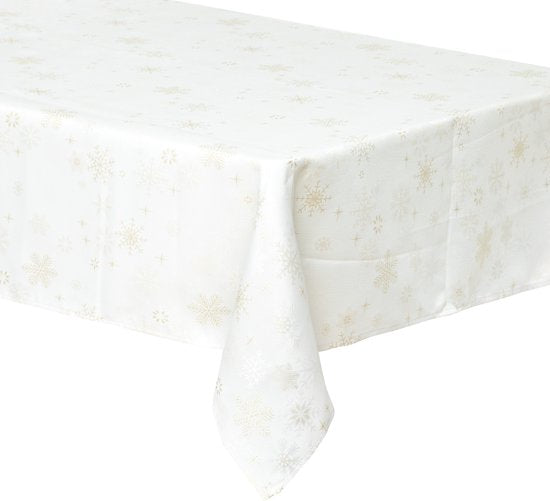 Christmas - Tablecloth - Tablecloth - White with gold - 140x240cm - Christmas tablecloth - Christmas decoration