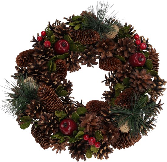 Noël - Couronne de Noël - Couronne - Pommes de Pin - D33cm - 2 Designs