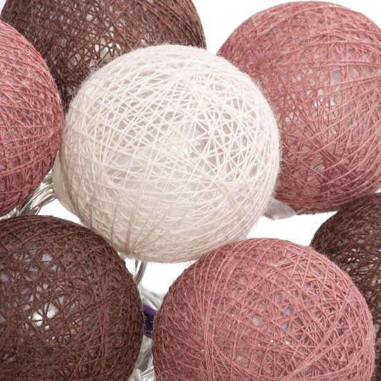 Atmosphera LED Lichtslinger - Batterijen niet inbegrepen - 10 ballen - Ø6cm - Roze/Nude/Bordeaux