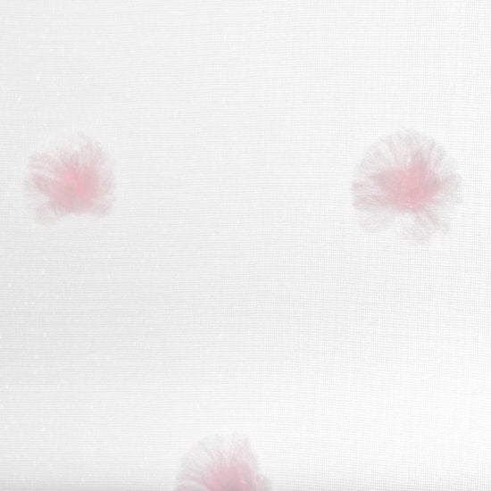Rideau à Pompons Atmosphera Kids 140x240cm - Prêt à l'emploi avec anneaux - Blanc/Rose avec pompons