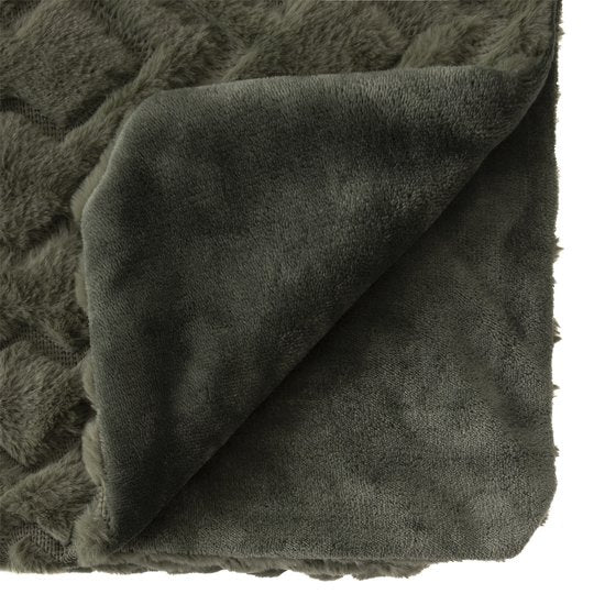 Plaid Mara | Kaki | Fleece-plaid | Deken | 120X160 CM