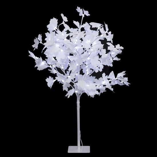 Sapin de Noël artificiel blanc - H90 CM - 92 LED - Décoration de Noël - Éclairage décoratif - Extérieur et intérieur
