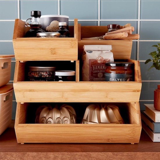 5Five Plateau empilable en bambou A - 17,5x15,5x12,5cm - Bois