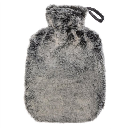 Bouillotte Luxe avec housse en fausse fourrure gris foncé 1,7 litre - Bouillotte - Pichet
